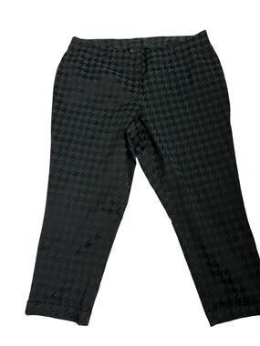 Lane Bryant Dress Pants Womens 22 Black Houndstooth Twill Stretch Work Office